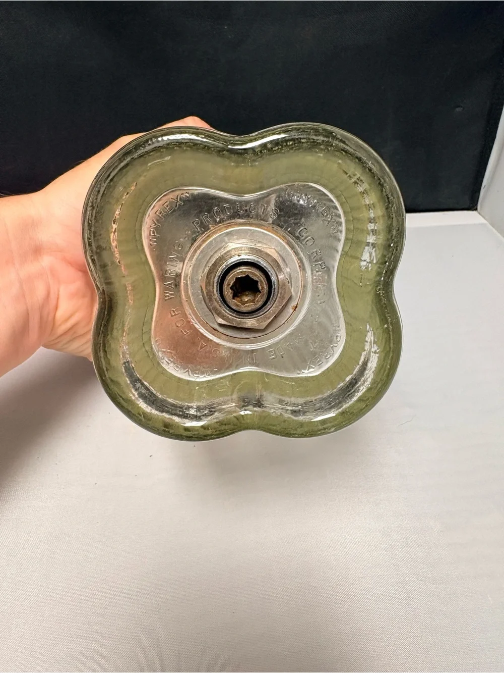 VINTAGE WARING CLOVER LEAF RIBBED PYREX GLASS BLENDER PITCHER W/LID NO CHIPS